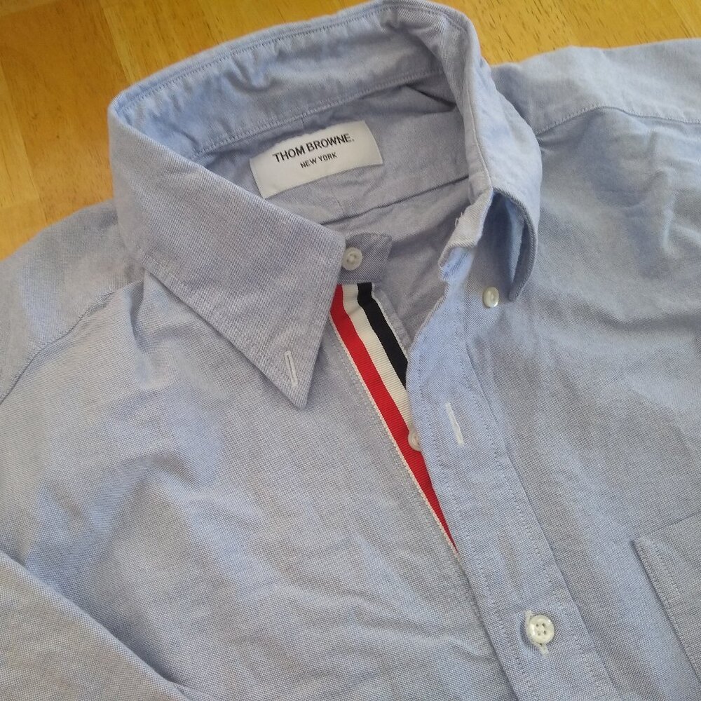 New Thom Browne Blue Oxford Grosgrain Placket TB3 Medium